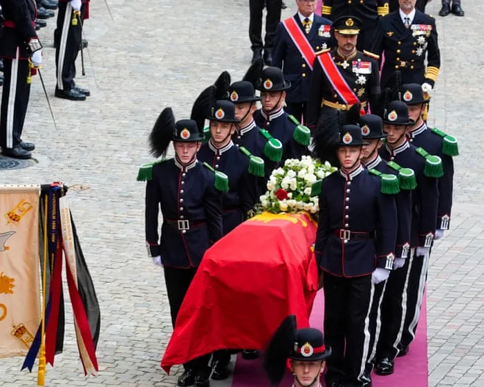 Tens of thousands line the streets as Norway bids farewell to King Harald V