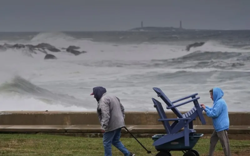Major storm in US north-east knocks out power for 100,000 and floods roads